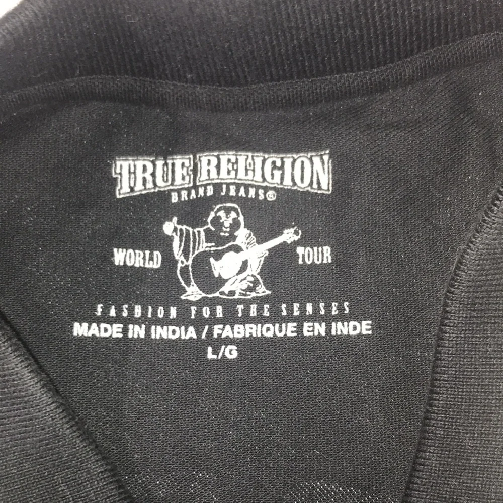 True Religion Mens Crafted With Pride Black Polo With Gold Tipping